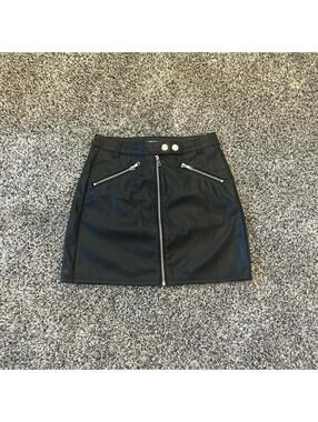 Wild Fable mini skirt Women size 0 Black NWT, zippers, snaps, edgy, rocker